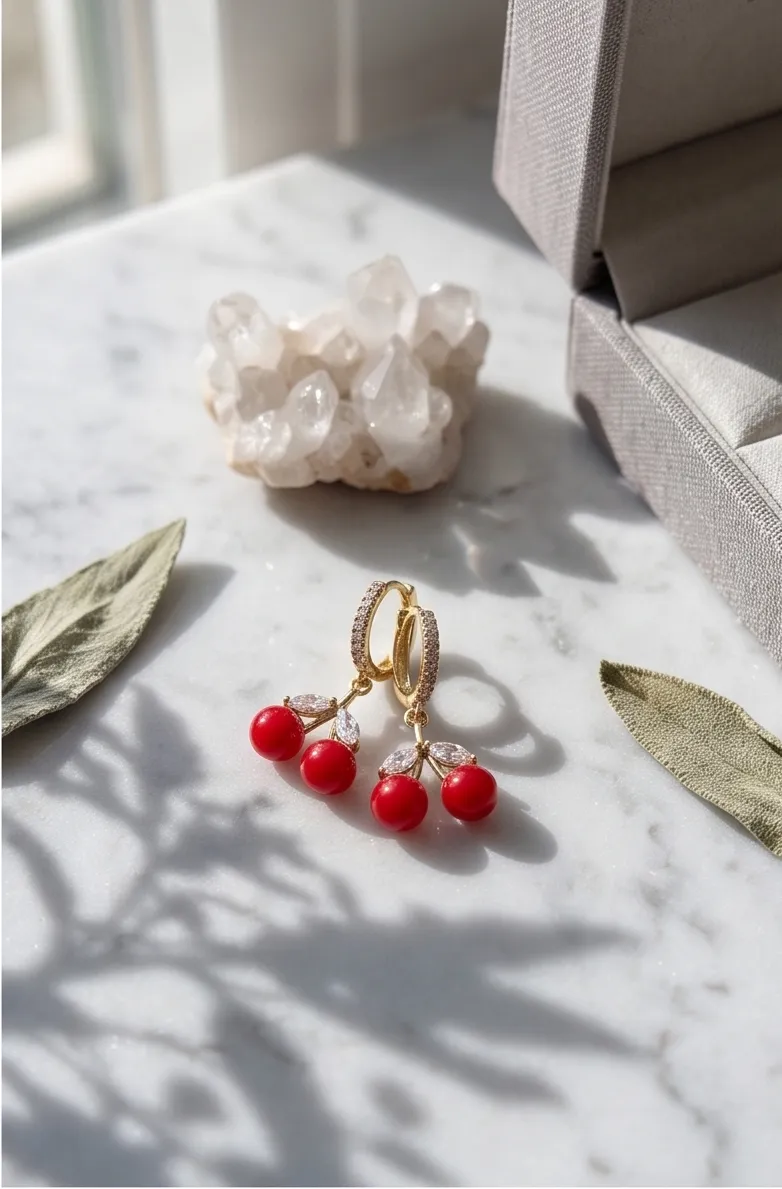 Radiant Cherry-Red Drop Earrings
